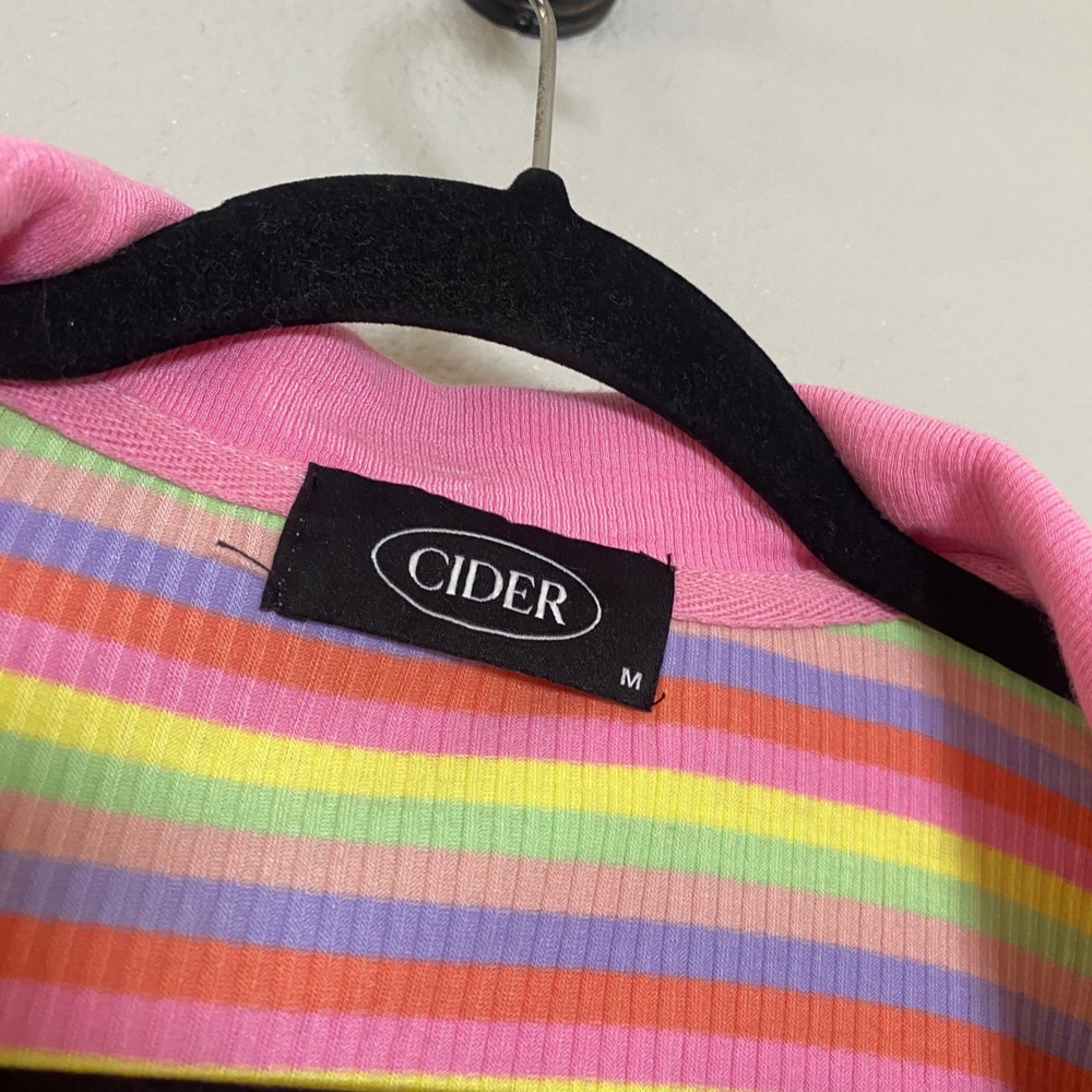 Cider Pastel Striped Cropped Polo Size Medium Kawaii Rainbow Y2K Kidcore Retro - Picture 3 of 5